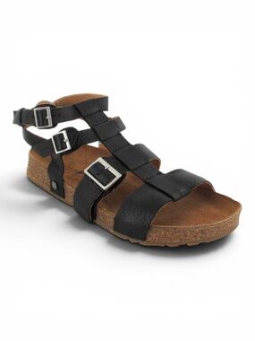 Haflinger Black Triple-Buckle Cork Footbed Gladiator Sandals women’s size 8